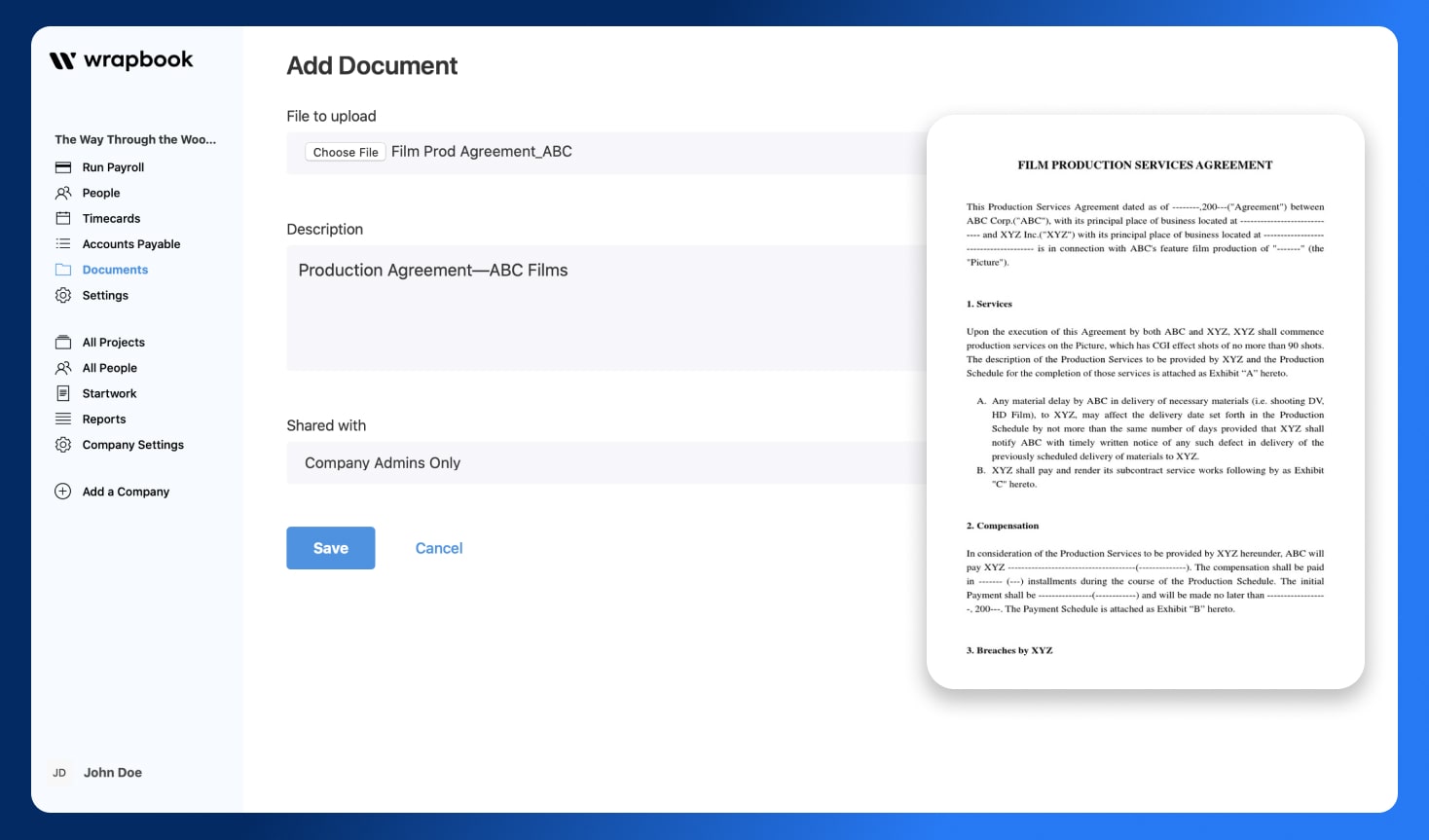 Film Production Agreements - Production Agreement Example - Wrapbook