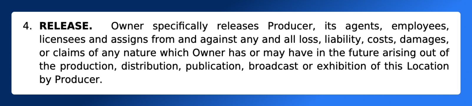 Location Release Form - Release Section - Wrapbook