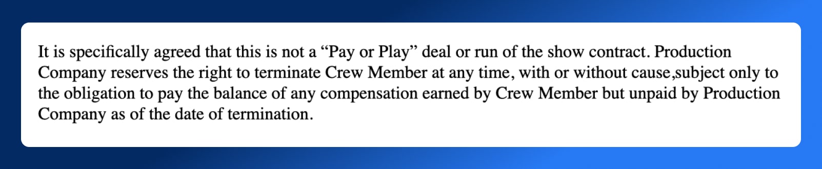 Crew Deal Memo - Termination - Wrapbook