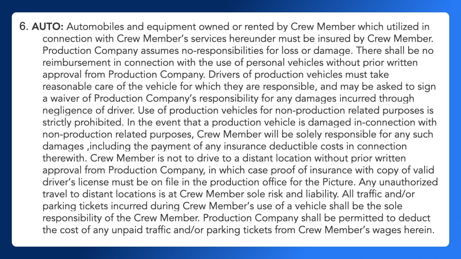 Crew Deal Memo - Auto Section - Wrapbook