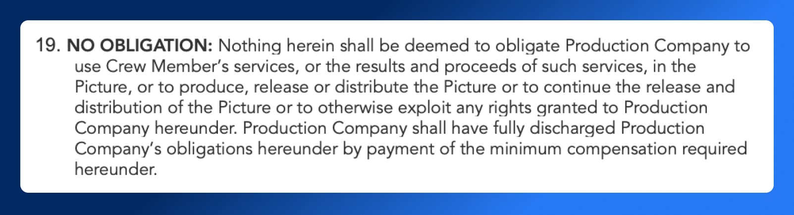 Crew Deal Memo - No Obligation Clause - Wrapbook