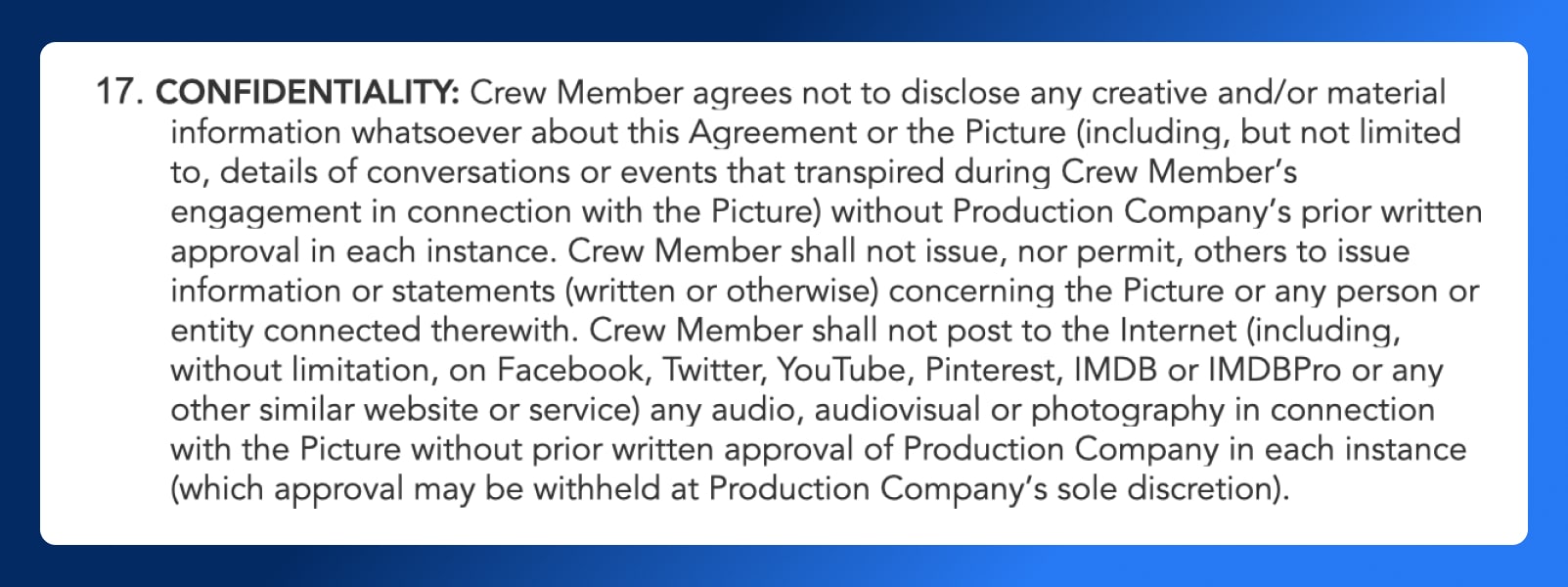 Crew Deal Memo - Confidentiality - Wrapbook