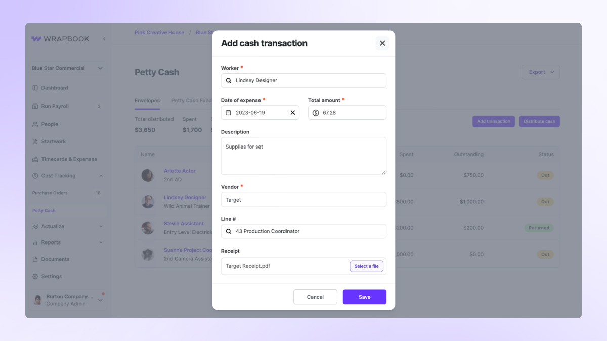 You Can Now Actualize Budgets with Wrapbook - Wrapbook - Petty Cash