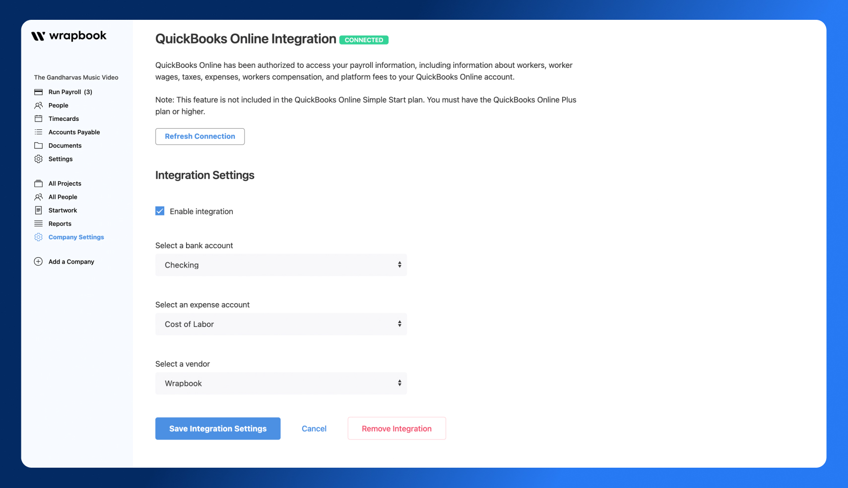 Quickbooks Integration - Wrapbook